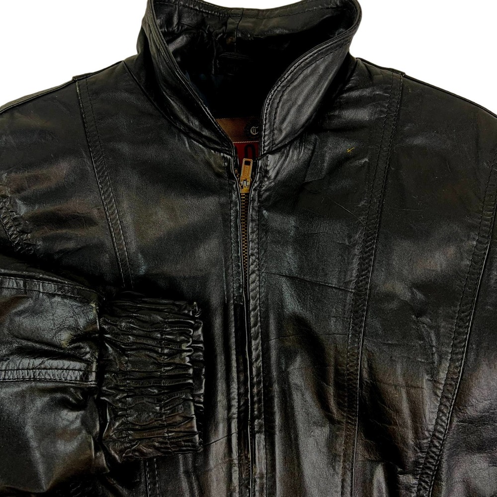Cooper Sportswear Vintage Black Leather Bomber Jacket Full Zip‎ Mens 42 Large L